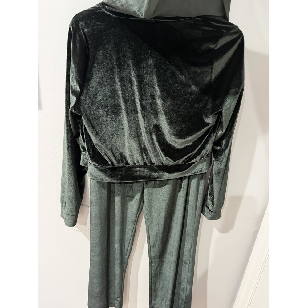 VtG Y2K PINK Victoria's Secret Velour Sweatsuit Set Black Hoodie Sz S Pants Sz M - Picture 7 of 11